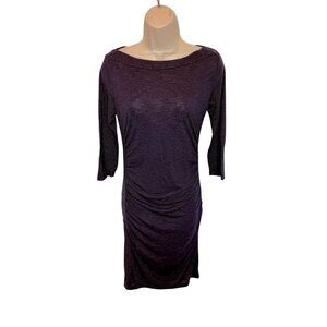 James Perse Gray Long Sleeve Ruched Jersey Midi Dress - Size M